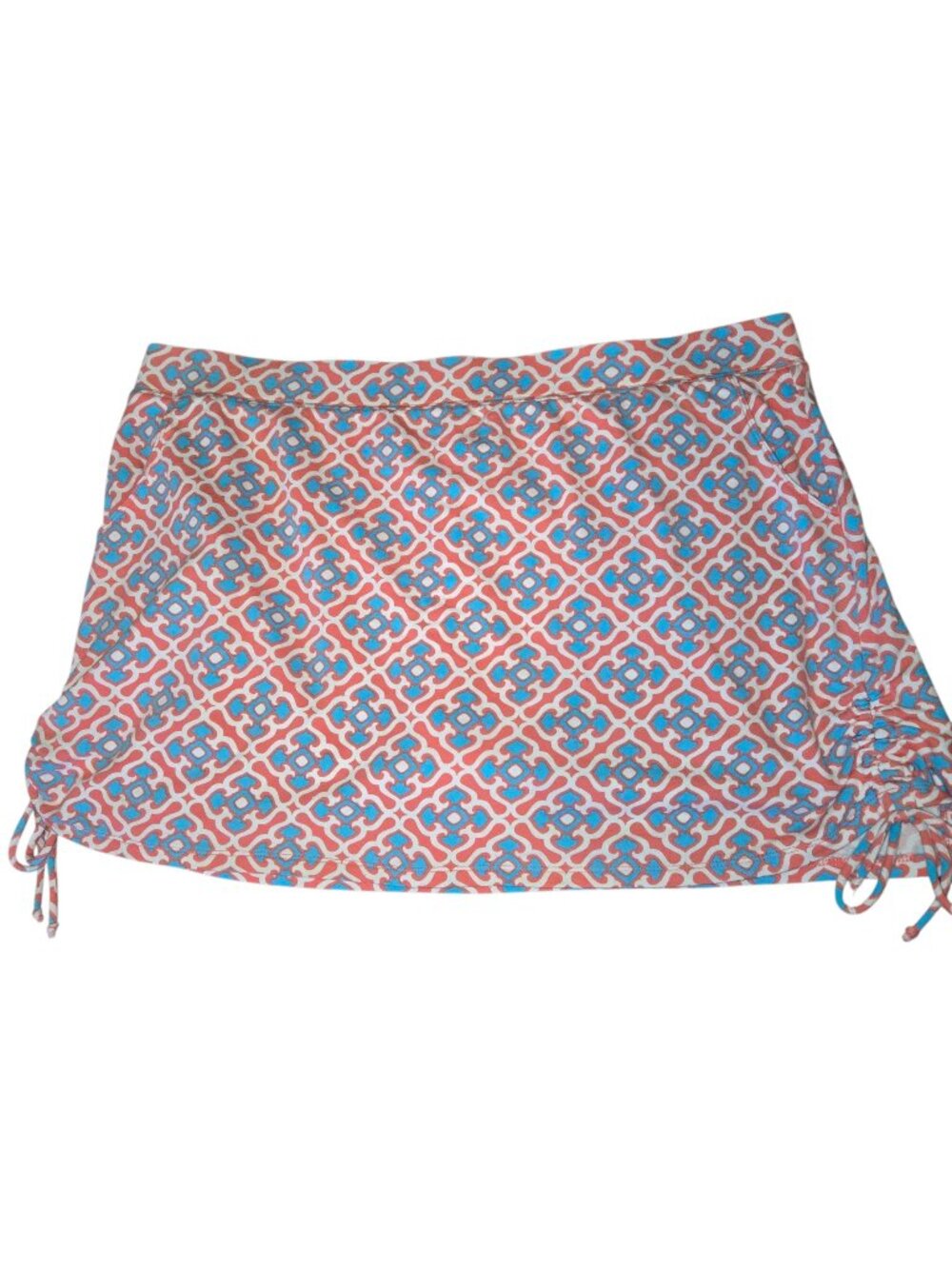 Crown & Ivy XXL Skort Geometric Print With Built-In Shorts Side Details Ruching